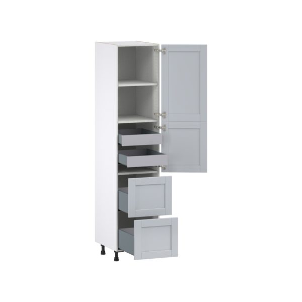 Sea Holly Light Gray  Shaker Assembled Pantry Cabinet 2 Doors with 2 Drawers and 2 Inner Drawers (18 in. W X 84.5 in. H X 24 in. D)