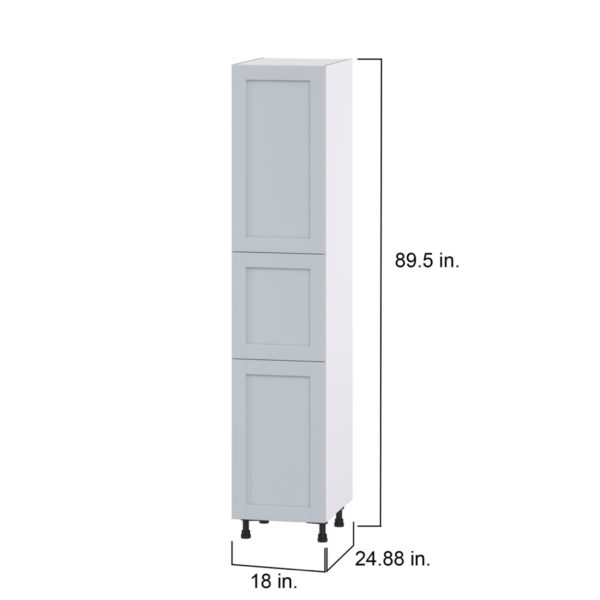 Sea Holly Light Gray  Shaker Assembled Pantry Cabinet with 2 Doors and 3 Inner Drawers (18 in. W X 89.5 in. H X 24 in. D)