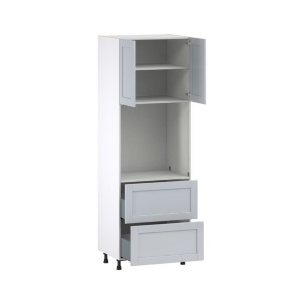 Sea Holly Light Gray  Shaker Assembled Pantry Single Oven Cabinet with 2 Drawer (30 in. W X 89.5 in. H X 24 in. D)