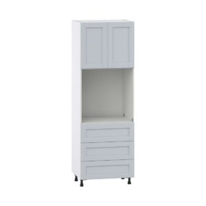 Sea Holly Light Gray  Shaker Assembled Pantry Single Oven Cabinet with 3 Even Drawers (30 in. W X 89.5 in. H X 24 in. D)