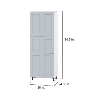 Sea Holly Light Gray  Shaker Assembled Pantry Cabinet with 6 Doors and 4 Inner Drawers (24 in. W X 84.5 in. H X 24 in. D)