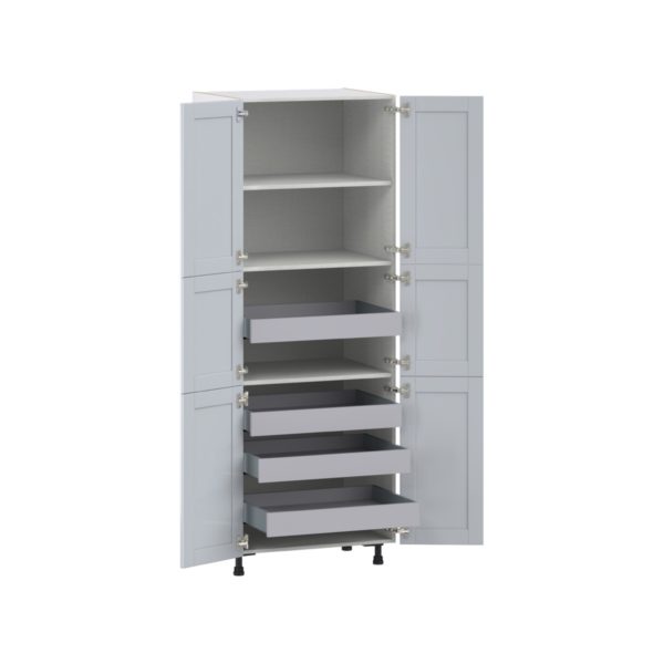 Sea Holly Light Gray  Shaker Assembled Pantry Cabinet with 6 Doors and 4 Inner Drawers (24 in. W X 84.5 in. H X 24 in. D)