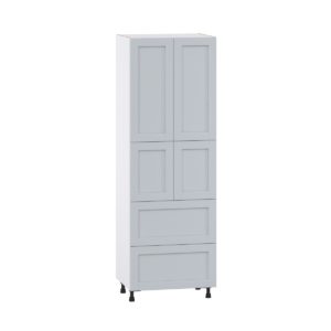 Sea Holly Light Gray  Shaker Assembled Pantry Cabinet 4 Doors with 2 Drawers and 2 Inner Drawers (30 in. W X 89.5 in. H X 24 in. D)