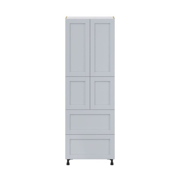 Sea Holly Light Gray  Shaker Assembled Pantry Cabinet 4 Doors with 2 Drawers and 2 Inner Drawers (30 in. W X 89.5 in. H X 24 in. D)