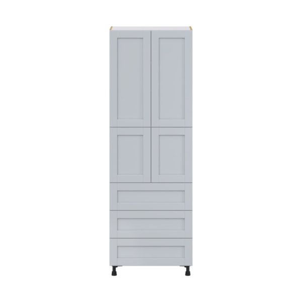 Sea Holly Light Gray  Shaker Assembled Pantry Cabinet 4 Doors with 3 Drawers and 2 Inner Drawers (30 in. W X 89.5 in. H X 24 in. D)