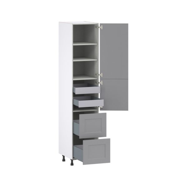 Willow Painted Slate Gray  Shaker Assembled Pantry Cabinet 1 Doors with 2 Drawers and 2 Inner Drawers (18 in. W X 89.5 in. H X 24 in. D)