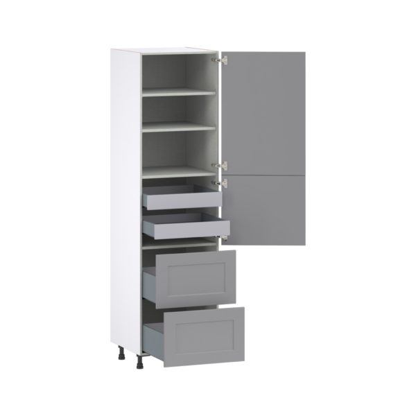 Willow Painted Slate Gray  Shaker Assembled Pantry Cabinet 1 Doors with 2 Drawers and 2 Inner Drawers (24 in. W X 89.5 in. H X 24 in. D)