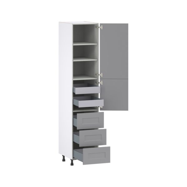 Willow Painted Slate Gray  Shaker Assembled Pantry Cabinet 1 Doors with 3 Drawers and 2 Inner Drawers (18 in. W X 89.5 in. H X 24 in. D)