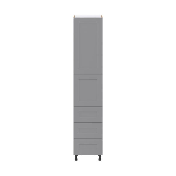 Willow Painted Slate Gray  Shaker Assembled Pantry Cabinet 1 Doors with 3 Drawers and 2 Inner Drawers (18 in. W X 89.5 in. H X 24 in. D)