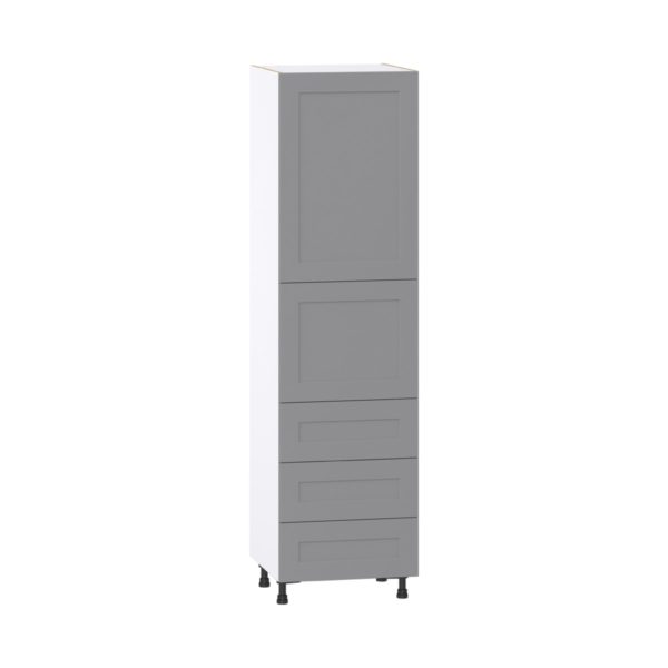 Willow Painted Slate Gray  Shaker Assembled Pantry Cabinet 1 Doors with 3 Drawers and 2 Inner Drawers (24 in. W X 89.5 in. H X 24 in. D)