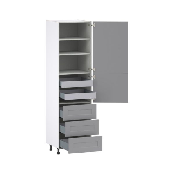 Willow Painted Slate Gray  Shaker Assembled Pantry Cabinet 1 Doors with 3 Drawers and 2 Inner Drawers (24 in. W X 89.5 in. H X 24 in. D)