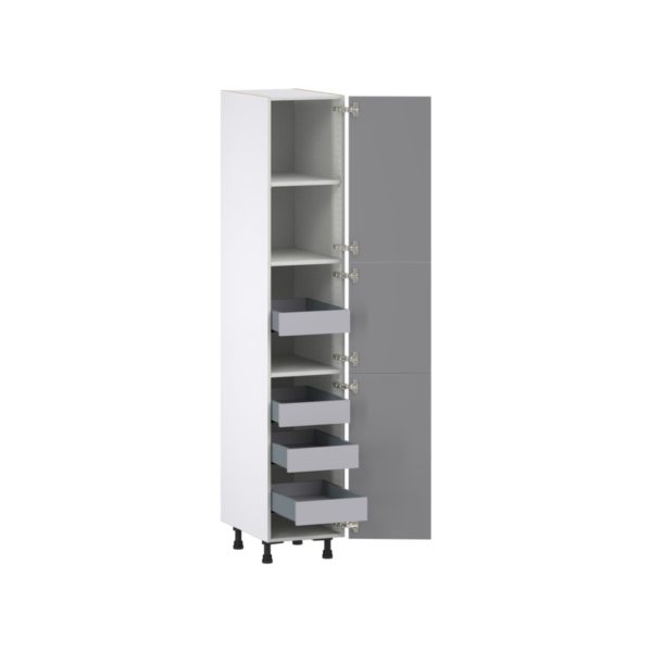 Willow Painted Slate Gray  Shaker Assembled Pantry Cabinet with 2 Doors and 4 Inner Drawers (15 in. W X 84.5 in. H X 24 in. D)