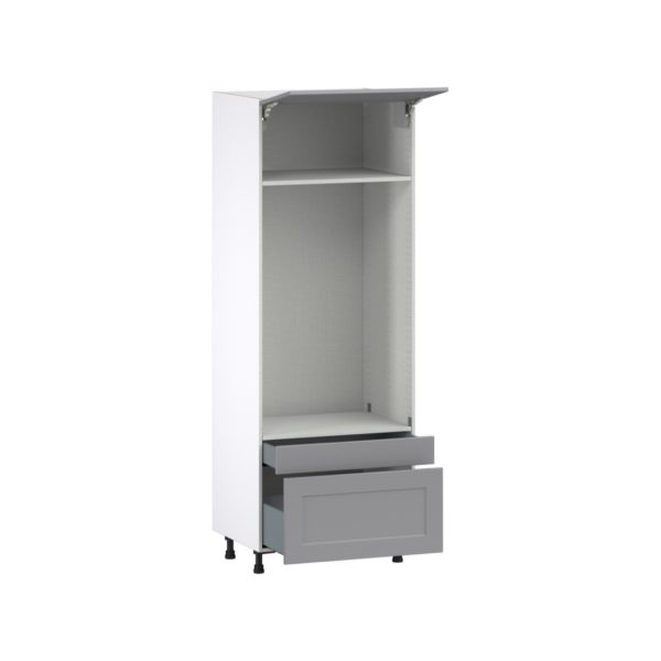 Willow Painted Slate Gray  Shaker Assembled Pantry Micro/Oven Cabinet with 2 Drawers and Lift Up Door (30 in. W X 84.5 in. H X 24 in. D)