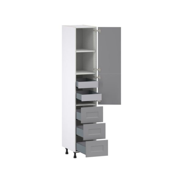 Willow Painted Slate Gray  Shaker Assembled Pantry Cabinet 2 Doors with 3 Drawers and 2 Inner Drawers (15 in. W X 84.5 in. H X 24 in. D)