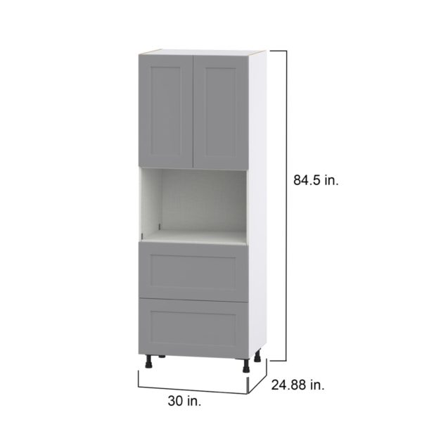 Willow Painted Slate Gray  Shaker Assembled Pantry Microwave Cabinet with 2 Drawer (30 in. W X 84.5 in. H X 24 in. D)