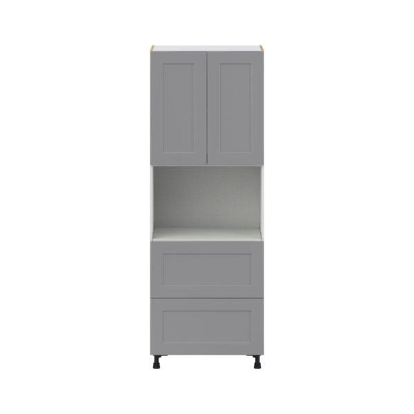 Willow Painted Slate Gray  Shaker Assembled Pantry Microwave Cabinet with 2 Drawer (30 in. W X 84.5 in. H X 24 in. D)