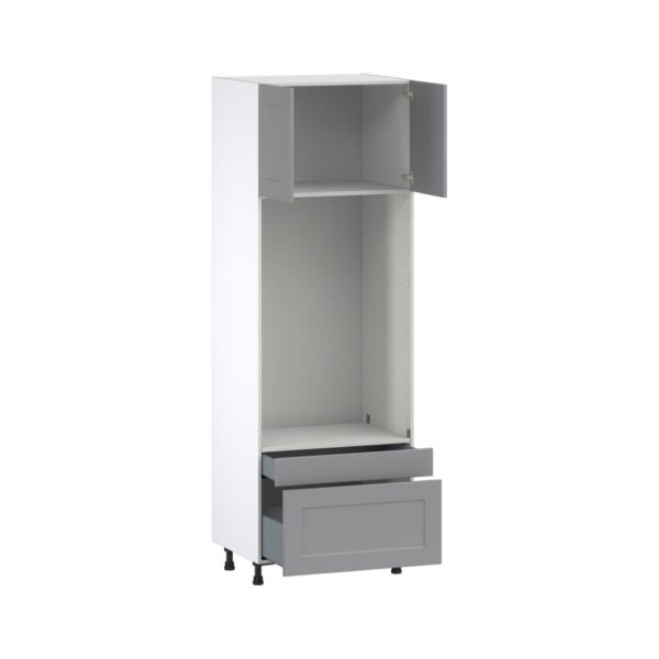 Willow Painted Slate Gray  Shaker Assembled Pantry Microwave/Oven Cabinet with 2 Drawers (30 in. W X 89.5 in. H X 24 in. D)