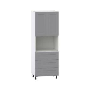 Willow Painted Slate Gray  Shaker Assembled Pantry Microwave Cabinet with 3 Even Drawers (30 in. W X 84.5 in. H X 24 in. D)