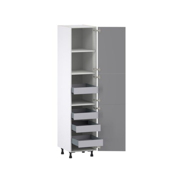 Willow Painted Slate Gray  Shaker Assembled Pantry Cabinet with 2 Doors and 4 Inner Drawers (18 in. W X 84.5 in. H X 24 in. D)