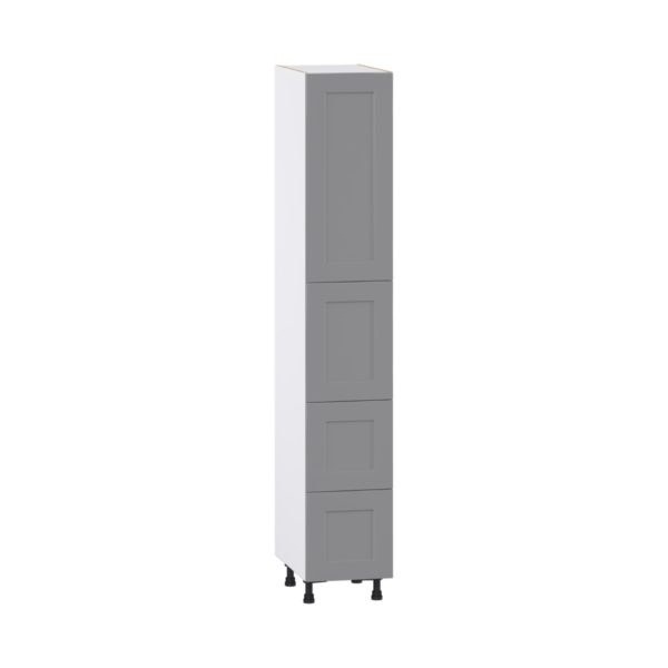 Willow Painted Slate Gray  Shaker Assembled Pantry Cabinet 2 Doors with 2 Drawers and 2 Inner Drawers (15 in. W X 89.5 in. H X 24 in. D)