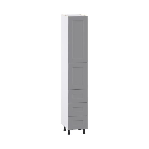 Willow Painted Slate Gray  Shaker Assembled Pantry Cabinet 2 Doors with 3 Drawers and 2 Inner Drawers (15 in. W X 89.5 in. H X 24 in. D)