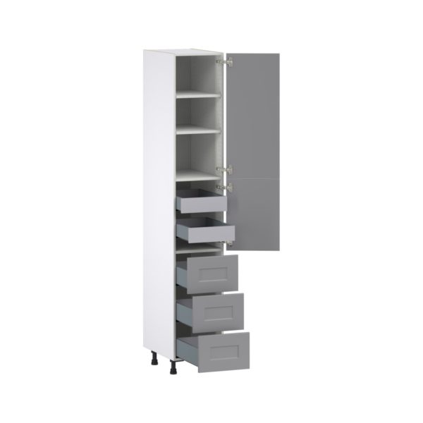 Willow Painted Slate Gray  Shaker Assembled Pantry Cabinet 2 Doors with 3 Drawers and 2 Inner Drawers (15 in. W X 89.5 in. H X 24 in. D)