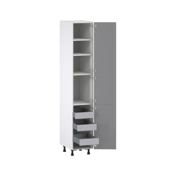 Willow Painted Slate Gray  Shaker Assembled Pantry Cabinet with 2 Doors and 3 Inner Drawers (15 in. W X 89.5 in. H X 24 in. D)