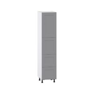 Willow Painted Slate Gray  Shaker Assembled Pantry Cabinet 2 Doors with 2 Drawers and 2 Inner Drawers (18 in. W X 84.5 in. H X 24 in. D)