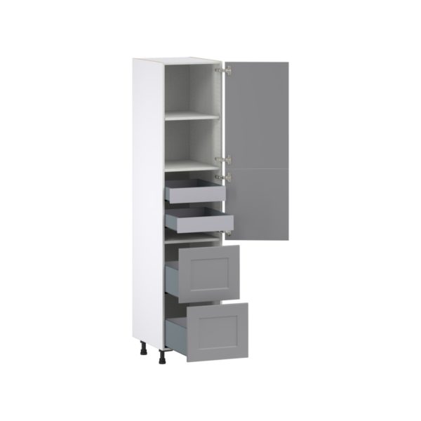 Willow Painted Slate Gray  Shaker Assembled Pantry Cabinet 2 Doors with 2 Drawers and 2 Inner Drawers (18 in. W X 84.5 in. H X 24 in. D)