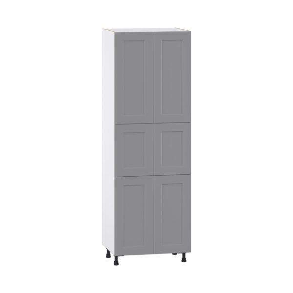 Willow Painted Slate Gray  Shaker Assembled Pantry Cabinet with 6 Doors and 3 Inner Drawers (30 in. W X 89.5 in. H X 24 in. D)