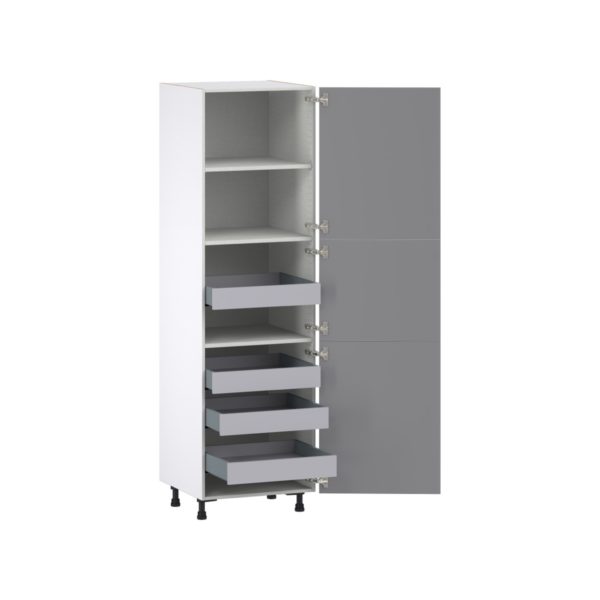 Willow Painted Slate Gray  Shaker Assembled Pantry Cabinet with 2 Doors and 4 Inner Drawers (24 in. W X 84.5 in. H X 24 in. D)