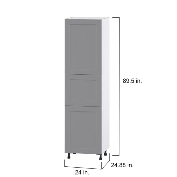 Willow Painted Slate Gray  Shaker Assembled Pantry Cabinet with 2 Doors and 3 Inner Drawers (24 in. W X 89.5 in. H X 24 in. D)