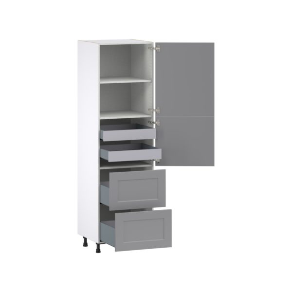 Willow Painted Slate Gray  Shaker Assembled Pantry Cabinet 2 Doors with 2 Drawers and 2 Inner Drawers (24 in. W X 84.5 in. H X 24 in. D)