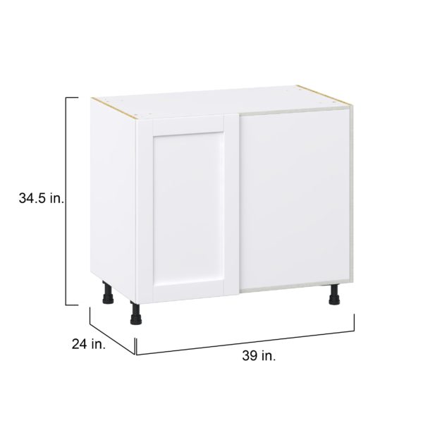Dahlia Bright White Shaker Assembled Magick Corner Blind Base Kitchen Cabinet (39 in. W x 34.5 in.H x 24 in. D)