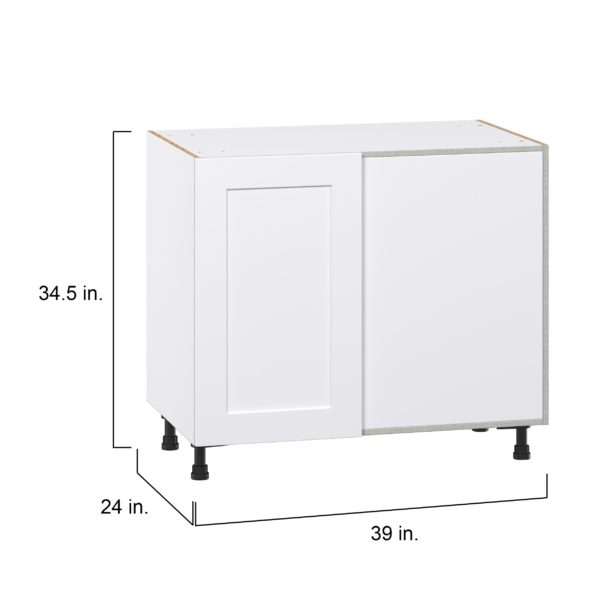 Jasmine Painted Warm White Shaker Assembled Premium Right Pullout Blind Base Kitchen Cabinet (39 in.W x 34.5 in.H x 24 in.D)