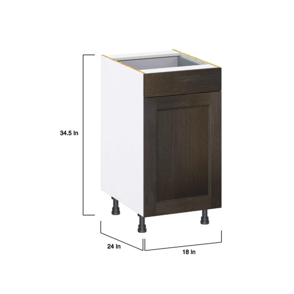 Summerina Chestnut Solid Wood Recessed Assembled Base Cabinet with 1 Door and 1 Drawer (18 in. W x 34.5 in. H x 24 in. D)