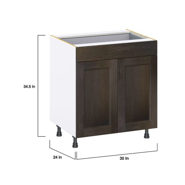 Summerina Chestnut Solid Wood Recessed Assembled Base Cabinet with 2  Doors and a Drawer (30 in. W x 34.5 in. H x 24 in. D)