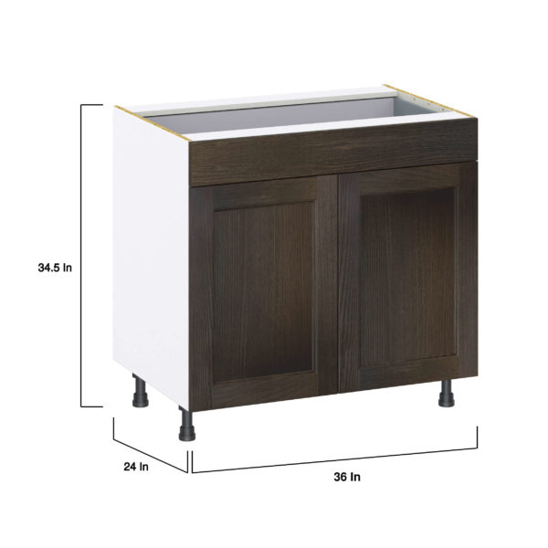 Summerina Chestnut Solid Wood Recessed Assembled Base Cabinet with 2  Doors and 1 Drawer (36 in. W x 34.5 in. H x 24 in. D)