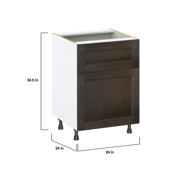 Summerina Chestnut Solid Wood Recessed Assembled Base Cabinet with 1 Door and 10 in. Drawer (24 in. W x 34.5 in. H x 24 in. D)