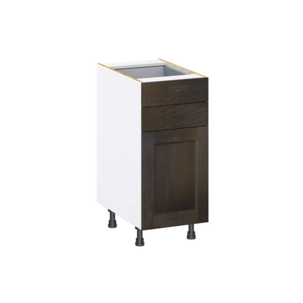 Summerina Chestnut Solid Wood Recessed Assembled Base Cabinet with 1 Door and Two 5 in. Drawers (15 in. W x 34.5 in. H x 24 in. D)