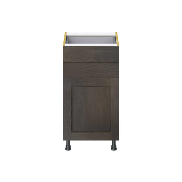 Summerina Chestnut Solid Wood Recessed Assembled Base Cabinet with 1 Door and Two 5 in. Drawers (18 in. W x 34.5 in. H x 24 in. D)