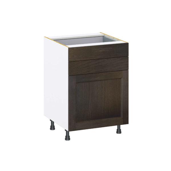 Summerina Chestnut Solid Wood Recessed Assembled Base Cabinet with 1 Door and Two 5 in. Drawers (24 in. W x 34.5 in. H x 24 in. D)