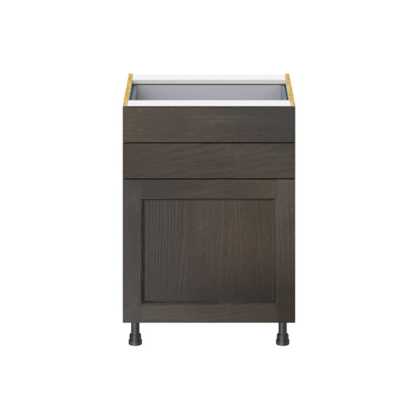 Summerina Chestnut Solid Wood Recessed Assembled Base Cabinet with 1 Door and Two 5 in. Drawers (24 in. W x 34.5 in. H x 24 in. D)