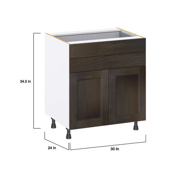 Summerina Chestnut Solid Wood Recessed Assembled Base Cabinet with Two Doors and Two 5 in. Drawers (30 in. W x 34.5 in. H x 24 in. D)