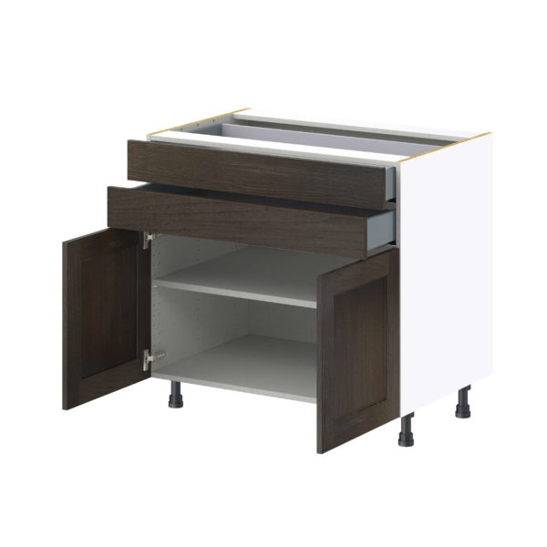 Summerina Chestnut Solid Wood Recessed Assembled Base Cabinet with Two Doors and Two 5 in. Drawers (36 in. W x 34.5 in. H x 24 in. D)