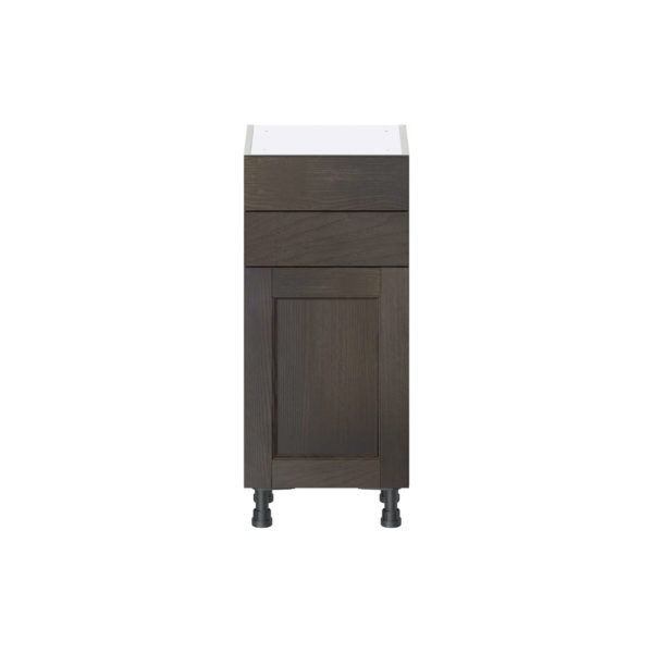 Summerina Chestnut Solid Wood Recessed Assembled Shallow Base Cabinet with 1 Door and Two 10 in. Drawers (15 in. W x 34.5 in. H x 14 in. D)