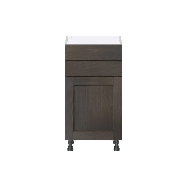 Summerina Chestnut Solid Wood Recessed Assembled Shallow Base Cabinet with 1 Door and Two 10 in. Drawers (18 in. W x 34.5 in. H x 14 in. D)