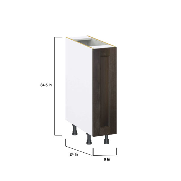 Summerina Chestnut Solid Wood Recessed Assembled Base Cabinet with a Full High Door (9 in. W x 34.5 in. H x 24 in. D)