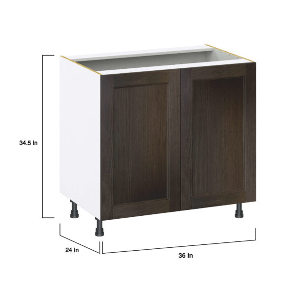 Summerina Chestnut Solid Wood Recessed Assembled Base Cabinet with 2 Full High Doors (36 in. W x 34.5 in. H x 24 in. D)