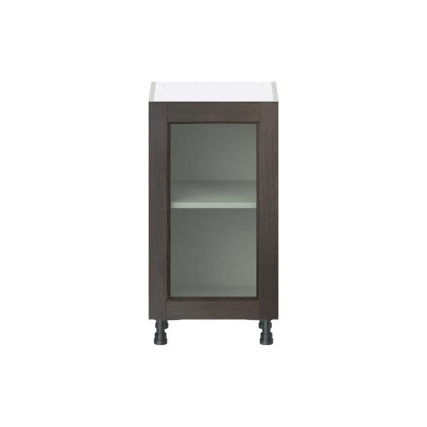 Summerina Chestnut Solid Wood Recessed Assembled Shallow Base Cabinet with a Full High Glass Door (18 in. W x 34.5 in. H x 14 in. D)